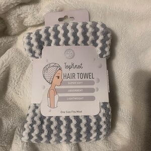Evriholder Top Knot plush Gray And White Hair Towel